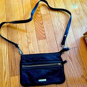 Black textured leather Calvin Klein crossbody bag